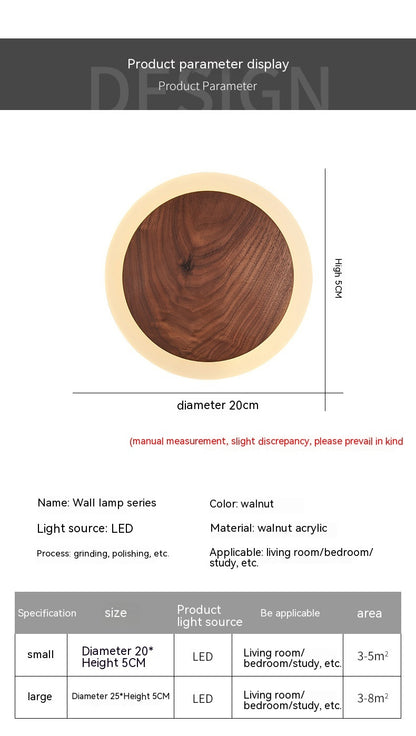 Bedroom Bedside Walnut Wall Lamp Nordic Modern