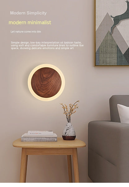 Bedroom Bedside Walnut Wall Lamp Nordic Modern