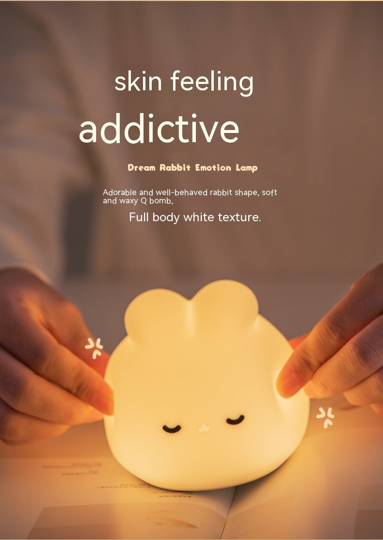 Simple Children Get Up Rabbit Silicone Sleeping USB Charging Night Light