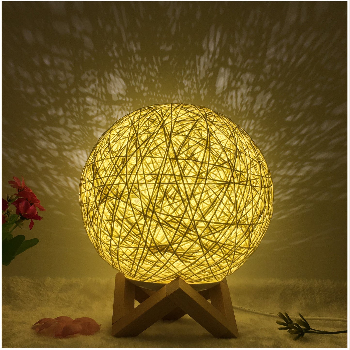 Creative Linen Table Lamp Novel and Unique LED Intelligent Ball Lamp