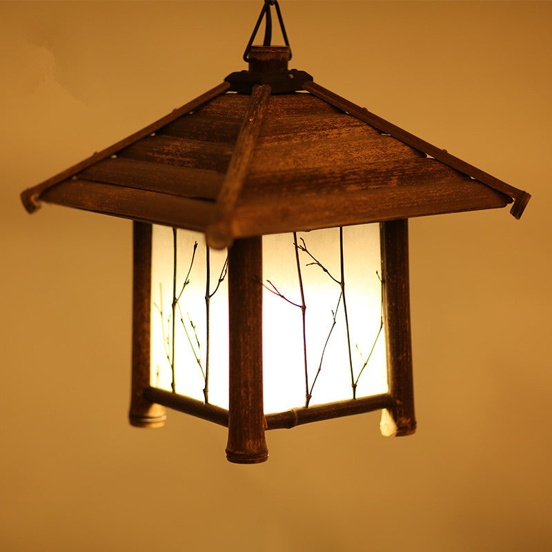 Retro Chinese Style Chandelier Tea Room Bamboo Lamp