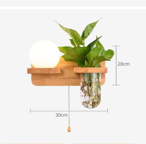 Green Plant Solid Wood Corridor Decoration Wall Lamp