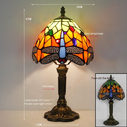 Tiffany Dragonfly Stone Table Lamp Bedroom Living Room Retro