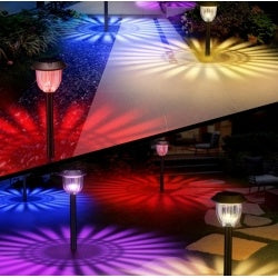 2 Pack RGB Outdoor Solar Pathway Lights IP65 Waterproof