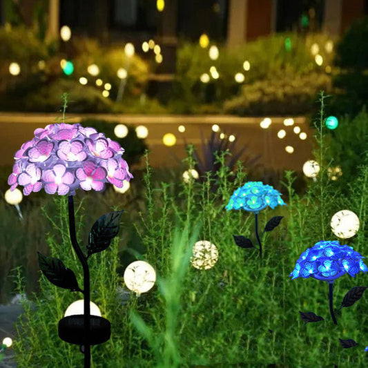 LED Solar Light Artificial Hydrangea Simulation Flower Outdoor