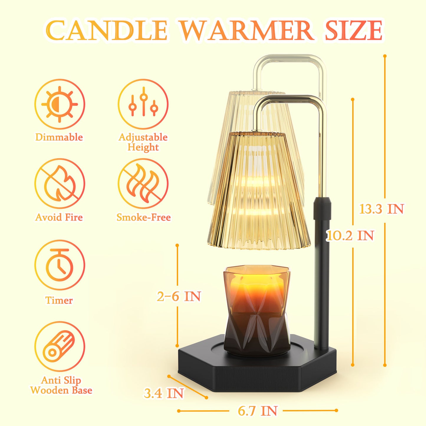 Candle Warmer Lamp Dimmable And Timer Candle Warmer