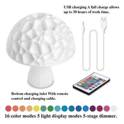 3D Printed 16 colors Led Mushroom Lamp Lovely Colorful Led Night