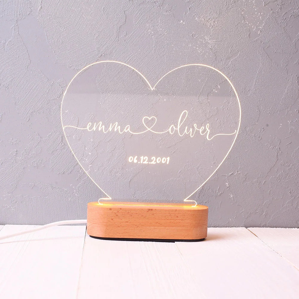 Custom Night Light As Valentines Day Anniversary Romantic