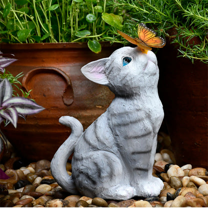 Creative Resin Cat Solar Sculpture Ornaments Outdoor Decoration