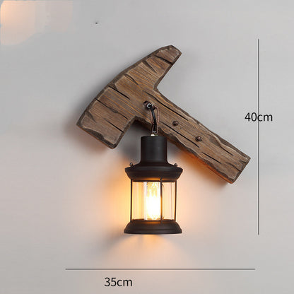 Retro Nostalgic Boat Wood Wall Lamp Industrial Style