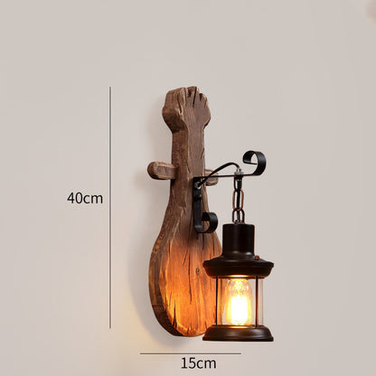 Retro Nostalgic Boat Wood Wall Lamp Industrial Style