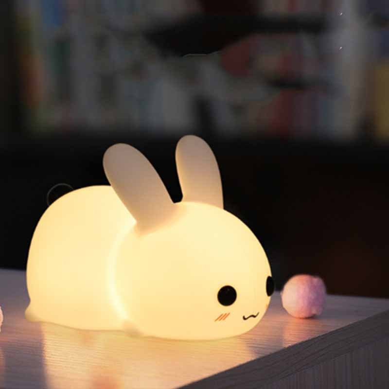 Rabbit LED Night Light Silicone Animal Cartoon Dimmable Lamp