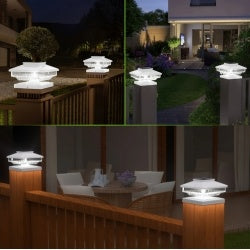 4 Pack Outdoor Solar Post Cap Lights  Garden Decor