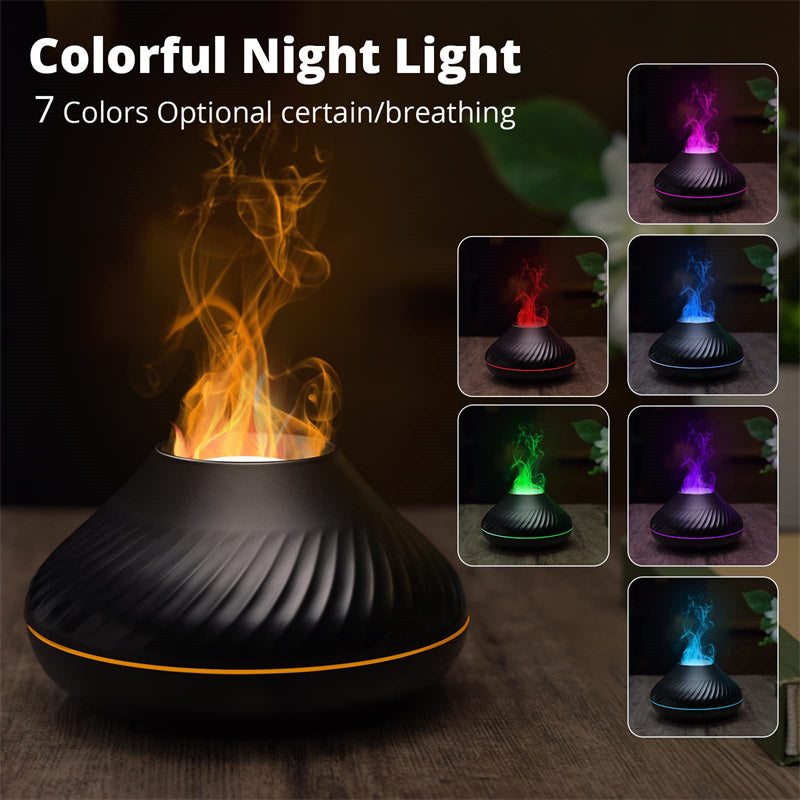 New Volcanic Flame Aroma Diffuser Essential Oil Lamp LED Light