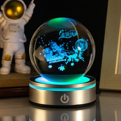 Creative 3D Inner Carving Luminous Crystal Ball Night Lamp