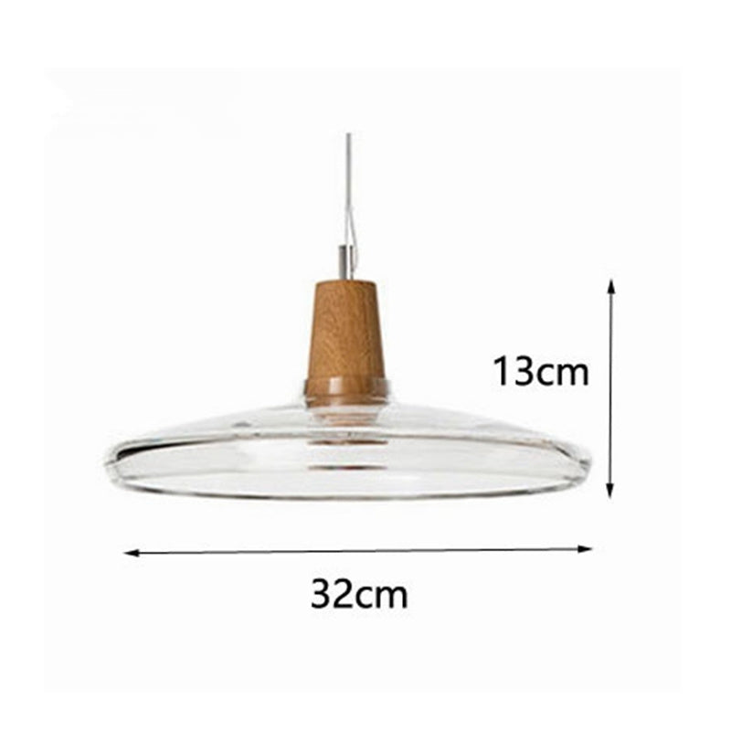 Modern Led Glass Pendant Light Fixture With Wood Vintage