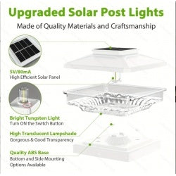 4 Pack Outdoor Solar Post Cap Lights  Garden Decor