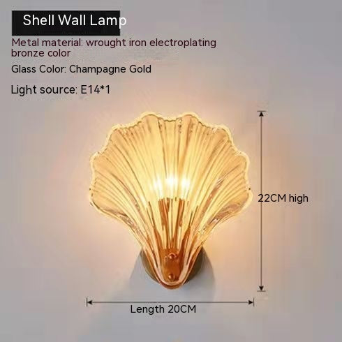 Simple Shell Glass Master Bedroom Italian Wall Lamp