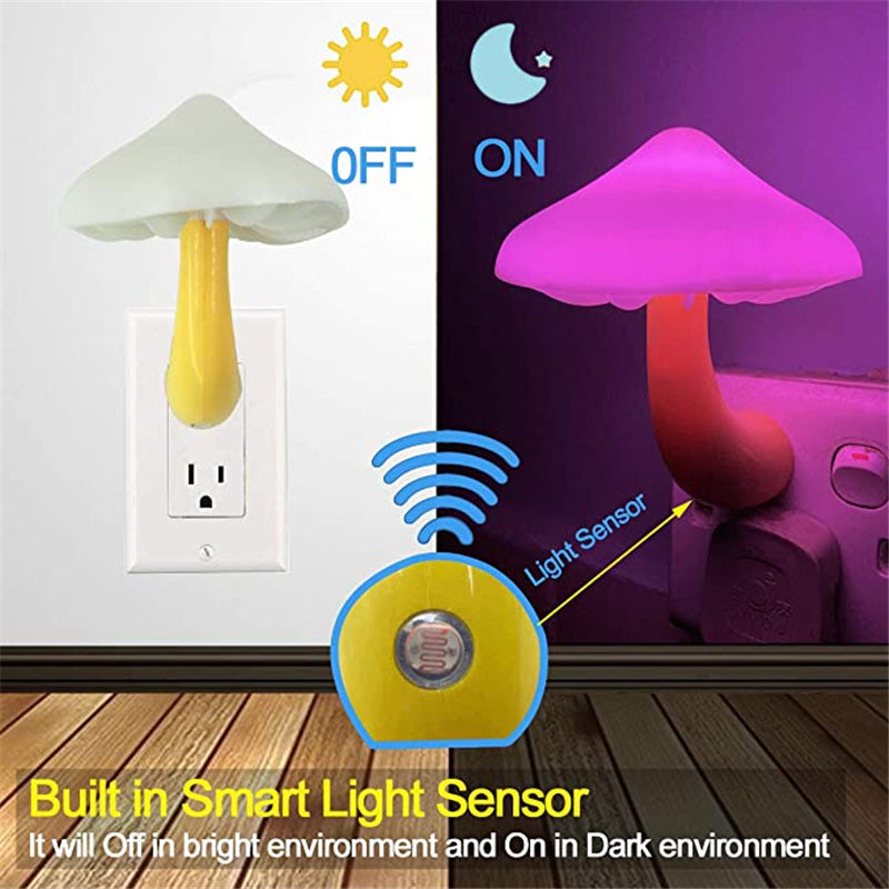 LED Night Light Mushroom Wall Socket Lamp Bedroom Light Home Decoration