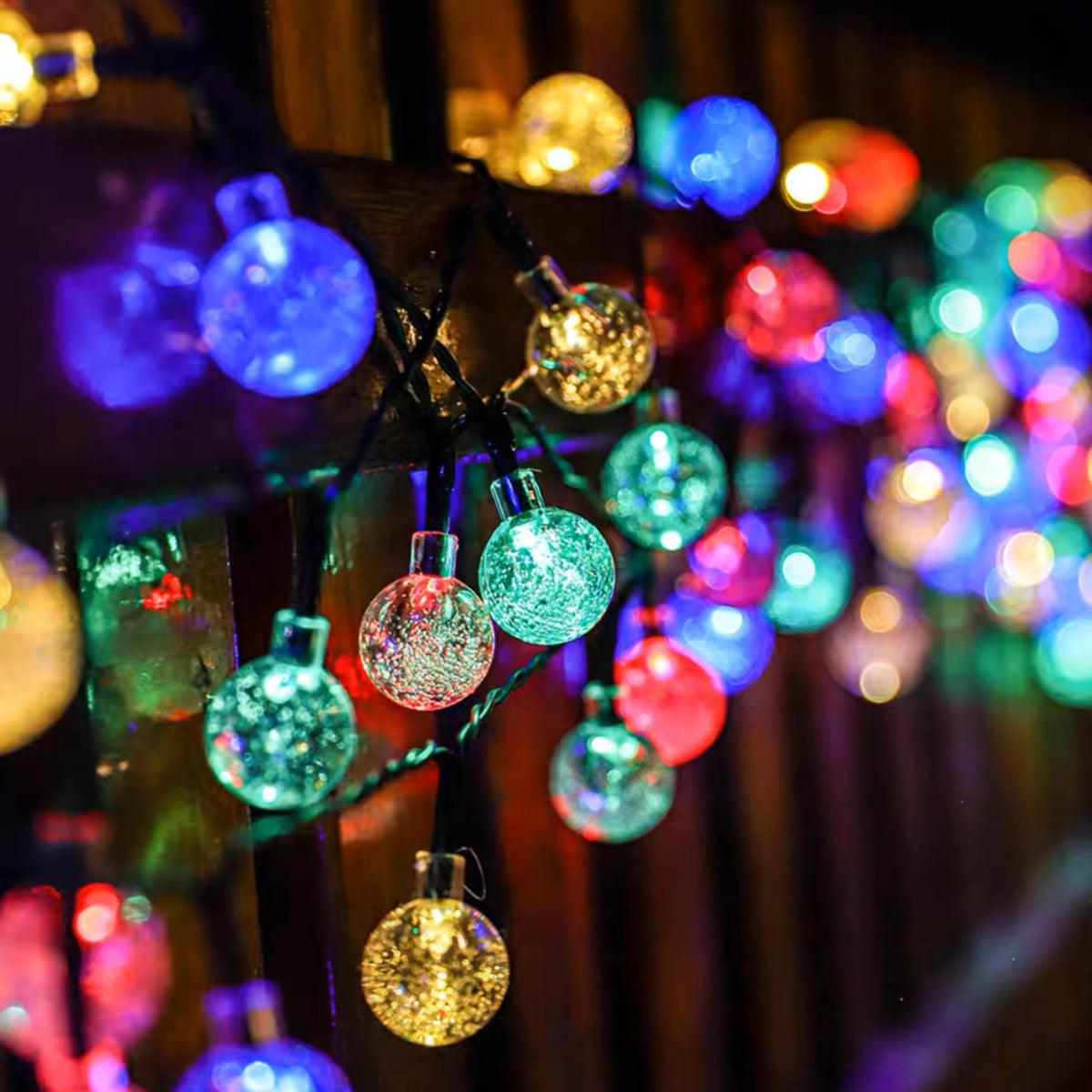 1 Pack 39FT IP65 Crystal Globe Solar String Lights 100 LED 8 Lighting