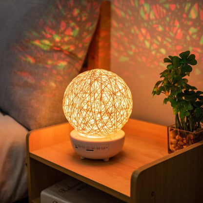 Bluetooth-compatible Table Lamp Bedside Rechargeable Rattan Ball Moon Lamps