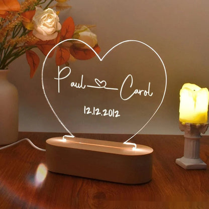 Custom Night Light As Valentines Day Anniversary Romantic