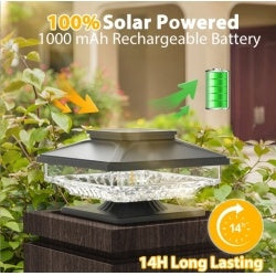 4 Pack Solar Outdoor Post Pap Lights Cold White