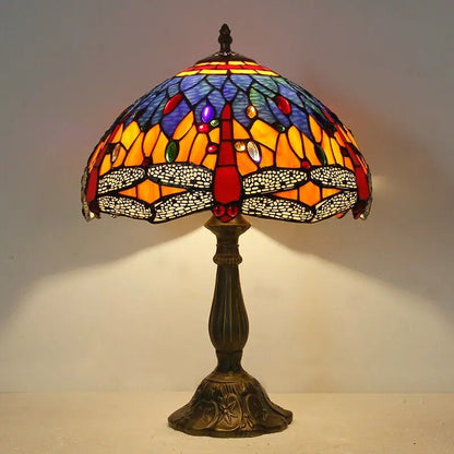 Tiffany Dragonfly Stone Table Lamp Bedroom Living Room Retro