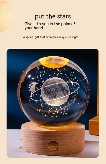 3D Warm Light Inner Carving Solid Wood Desktop