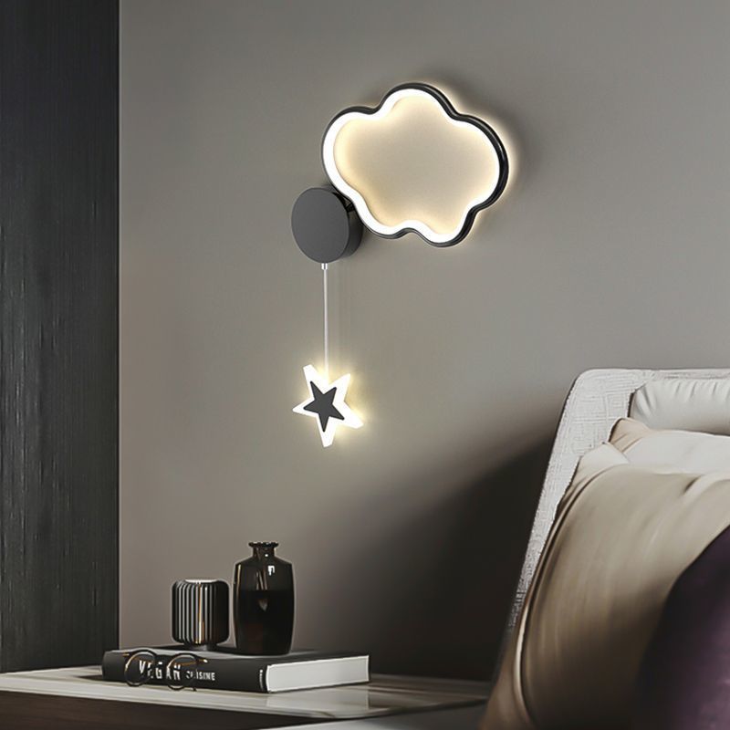 Cloud Bedroom Bedside Wall Lamp Five-pointed Star Children's Room Lamp