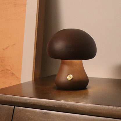 INS Wooden Cute Mushroom LED Night Light With Touch Switch  Bedside