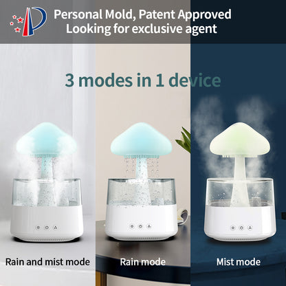 2-in-1 Desk Humidifier Rain Cloud Night Light Mushroom Lamp