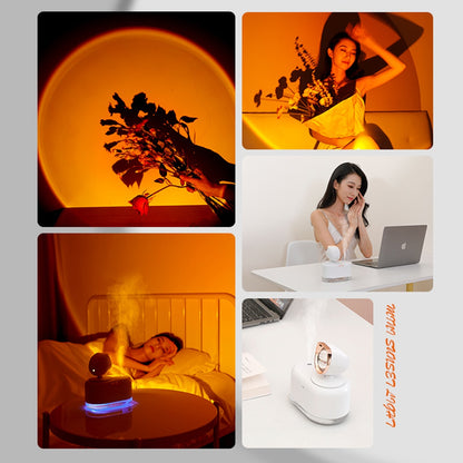 2 In 1 Mini Wireless Sunset Lamp Air Humidifier Ambient Light