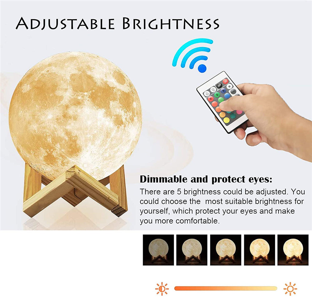 LED Night Lights Moon Lamp 3D Print Moonlight Timeable Dimmable