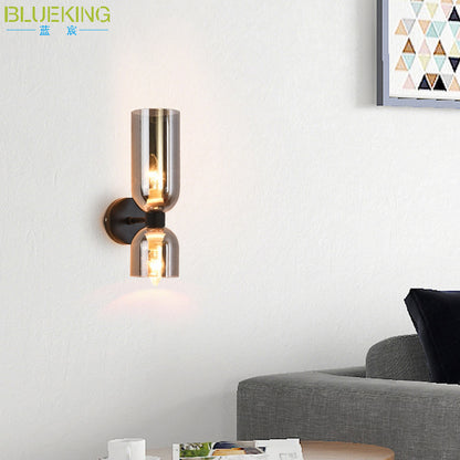 Simple Double-headed Glass Bedside Wall Lamp