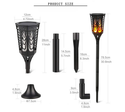 Anti-True Flame Solar Torch Light 96Led