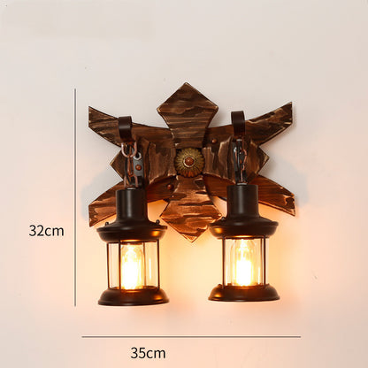 Retro Nostalgic Boat Wood Wall Lamp Industrial Style