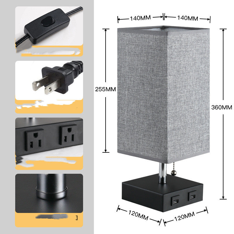 USB Charging Cloth Cover Table Lamp American Simple And Modern