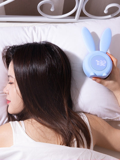 LED Digital Alarm Clock Bunny Ear Electronic LED Display