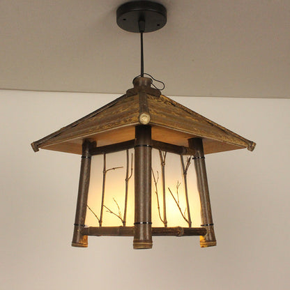 Retro Chinese Style Chandelier Tea Room Bamboo Lamp