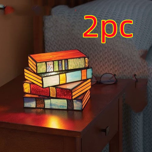 Stacked Books Lamp Nightstand Desk Lamps Resin Handicraft