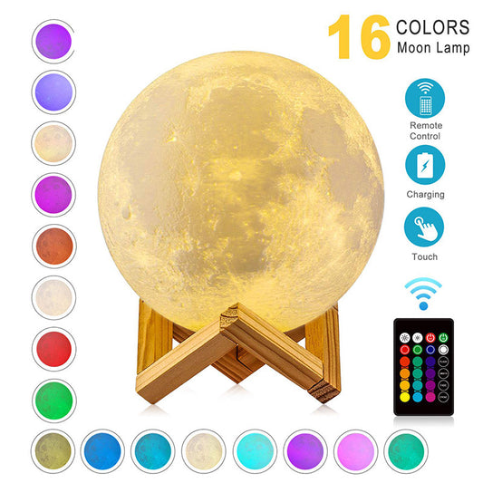 LED Night Lights Moon Lamp 3D Print Moonlight Timeable Dimmable