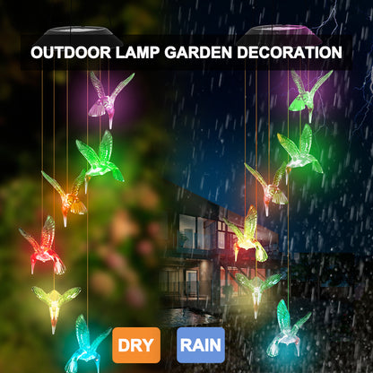 Outdoor Solar Wind Chime Lamp Hummingbird Butterfly Ball