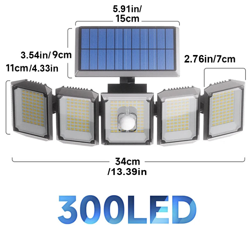 Split Waterproof Solar Outdoor Street Light 5 Side Adjustable 7000K 300 L