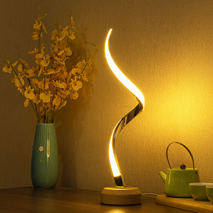 LED Spiral Table Lamp Modern Curved Desk Bedside Lamp