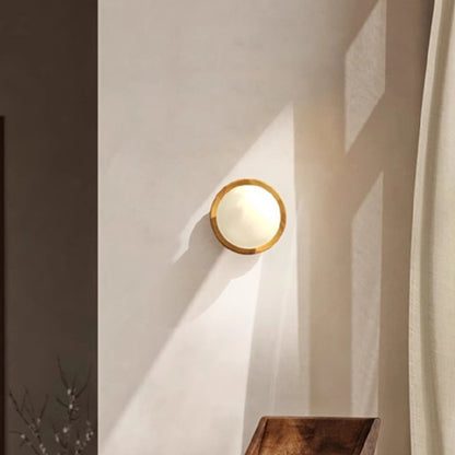 Cream Style Japanese Style Log Bedside Balcony Wall Lamp