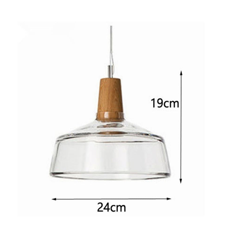 Modern Led Glass Pendant Light Fixture With Wood Vintage