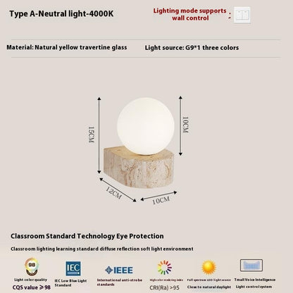 Yellow Cave Stone Cream Style Bedroom Bedside Wall Lamp