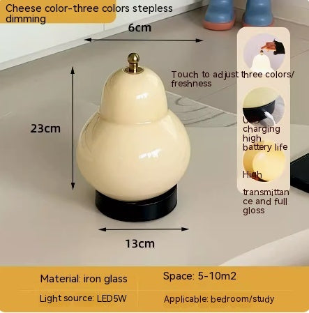 Pear Table Lamp Charging Touch Portable Glass Lamp