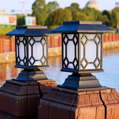 Solar powered lamp in the courtyard garden of Xiaogong